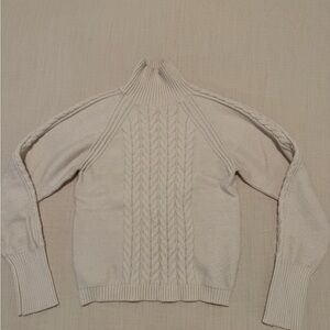 Cyrus Ivory Cable Knit Turtleneck Sweater